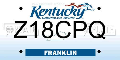 Z18CPQ Kentucky License Plate