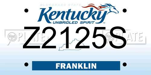 Z2125S Kentucky License Plate