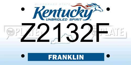 Z2132F Kentucky License Plate