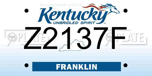 Z2137F Kentucky License Plate