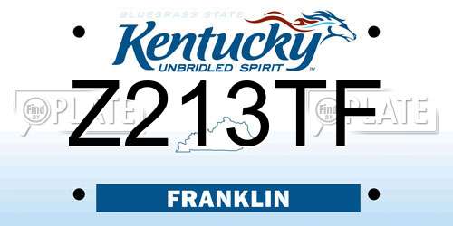 Z213TF Kentucky License Plate