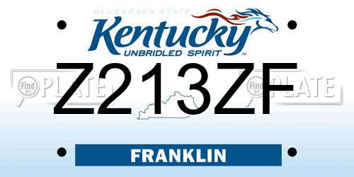 Z213ZF Kentucky License Plate