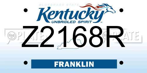 Z2168R Kentucky License Plate