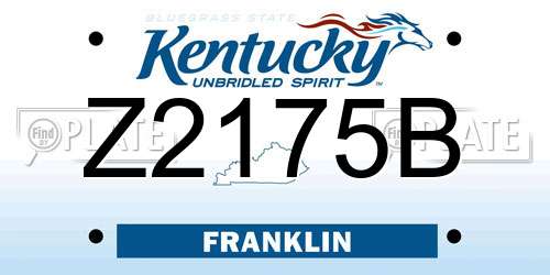 Z2175B Kentucky License Plate