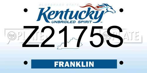 Z2175S Kentucky License Plate