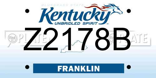 Z2178B Kentucky License Plate