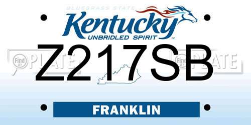 Z217SB Kentucky License Plate