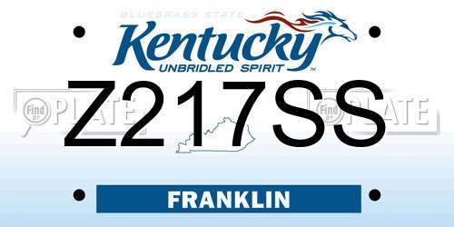 Z217SS Kentucky License Plate