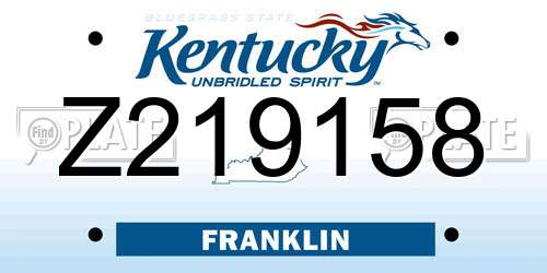 Z219158 Kentucky License Plate