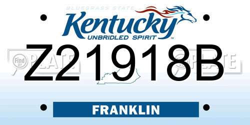 Z21918B Kentucky License Plate