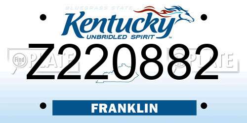 Z220882 Kentucky License Plate