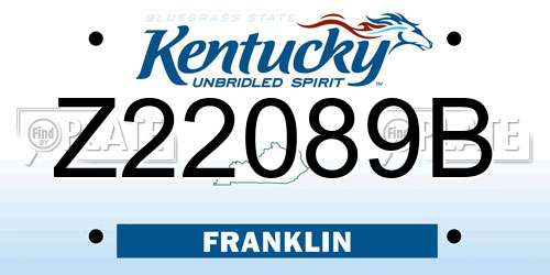 Z22089B Kentucky License Plate