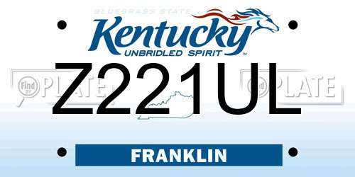 Z221UL Kentucky License Plate