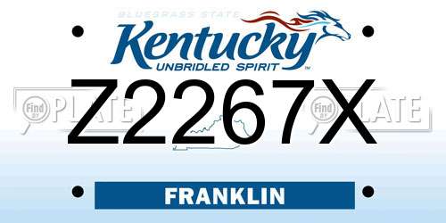 Z2267X Kentucky License Plate