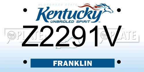 Z2291V Kentucky License Plate