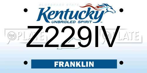 Z229IV Kentucky License Plate