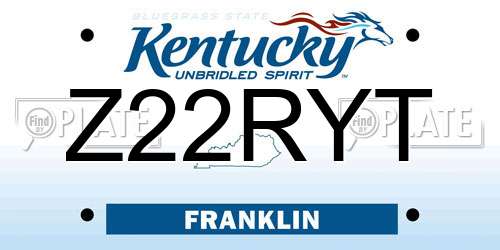 Z22RYT Kentucky License Plate