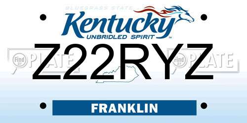Z22RYZ Kentucky License Plate