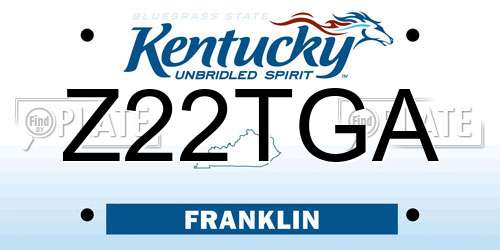 Z22TGA Kentucky License Plate