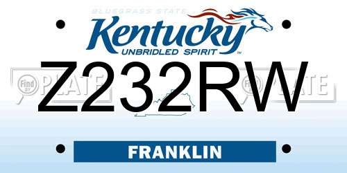 Z232RW Kentucky License Plate