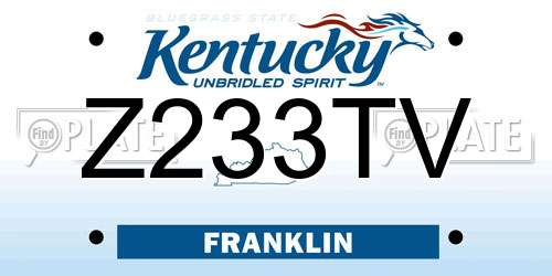 Z233TV Kentucky License Plate