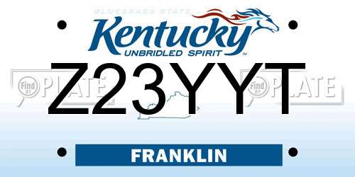 Z23YYT Kentucky License Plate