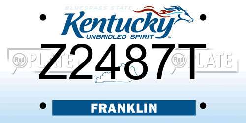 Z2487T Kentucky License Plate