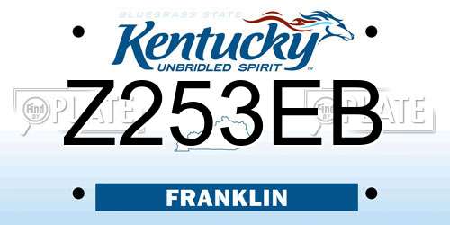 Z253EB Kentucky License Plate