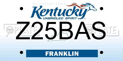 Z25BAS Kentucky License Plate