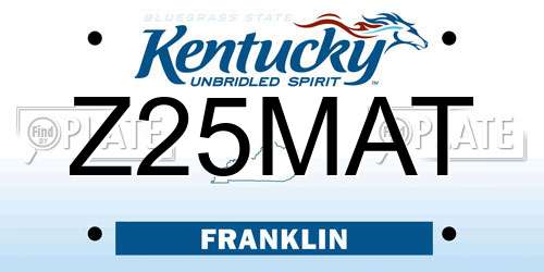 Z25MAT Kentucky License Plate
