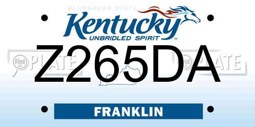 Z265DA Kentucky License Plate
