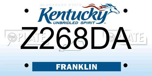 Z268DA Kentucky License Plate