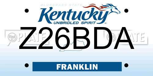 Z26BDA Kentucky License Plate