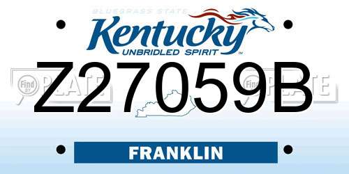 Z27059B Kentucky License Plate