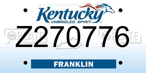 Z270776 Kentucky License Plate