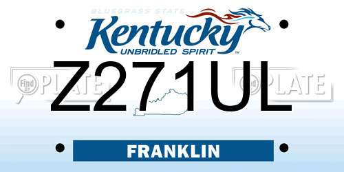 Z271UL Kentucky License Plate