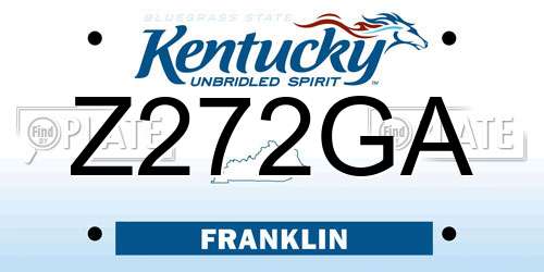 Z272GA Kentucky License Plate