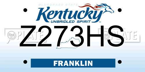 Z273HS Kentucky License Plate
