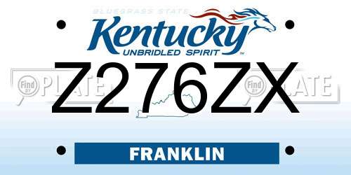 Z276ZX Kentucky License Plate