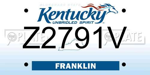 Z2791V Kentucky License Plate