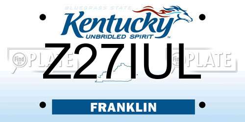 Z27IUL Kentucky License Plate