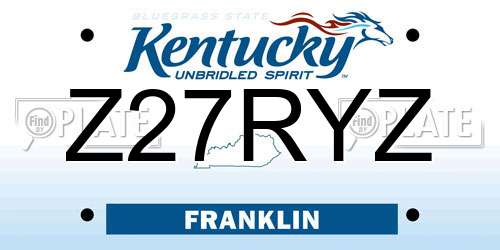 Z27RYZ Kentucky License Plate