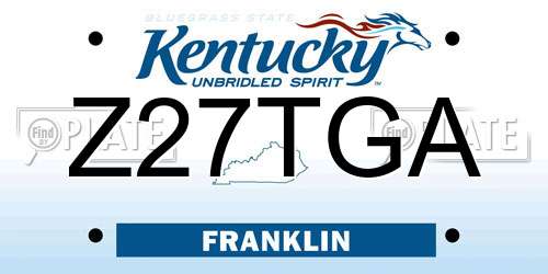 Z27TGA Kentucky License Plate