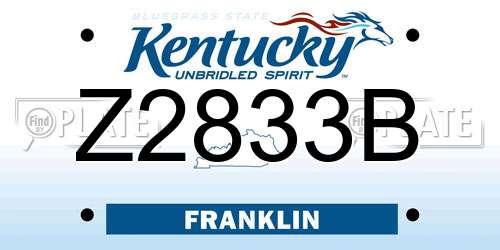 Z2833B Kentucky License Plate