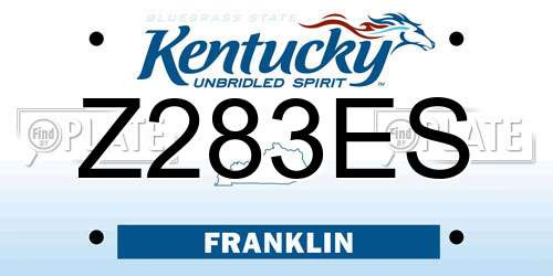 Z283ES Kentucky License Plate