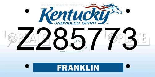 Z285773 Kentucky License Plate