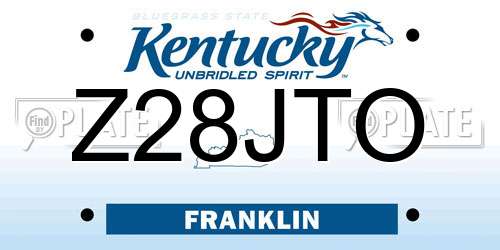 Z28JTO Kentucky License Plate