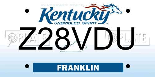Z28VDU Kentucky License Plate
