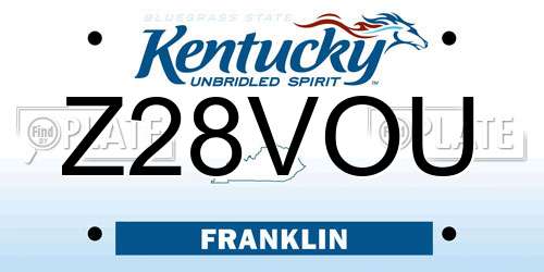 Z28VOU Kentucky License Plate