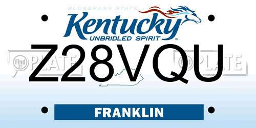 Z28VQU Kentucky License Plate